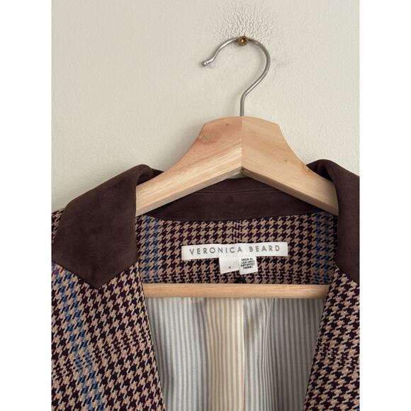 VERONICA BEARD Destry Houndstooth Plaid Dickey Jacket Blazer Size 4 - Picture 4 of 8